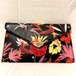 Black floral clutch with chain